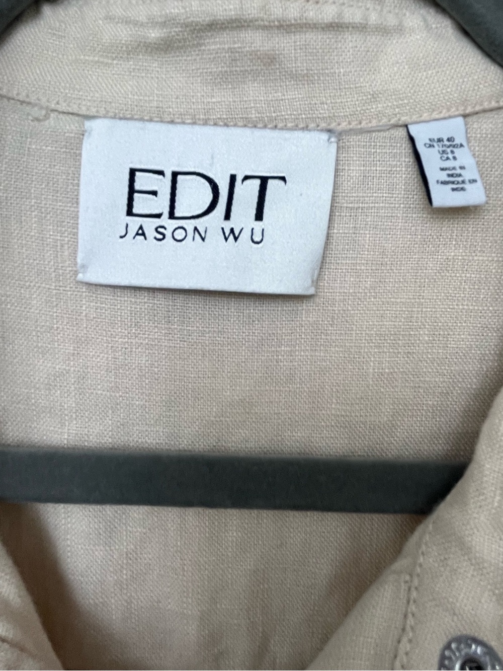 Jason Wu Linen Beige Button-Front Shirt Dress with Dark Belt SZ 8 - Picture 4 of 9
